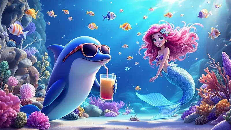 Tampilan aksi bawah laut pada permainan tembak ikan mobile