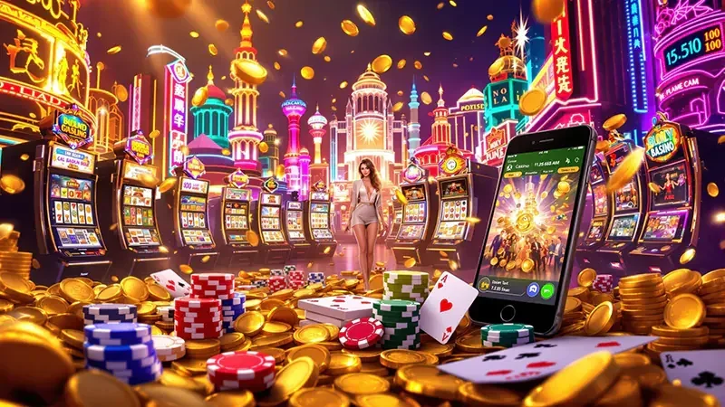 Reel slot digital dengan simbol permainan berwarna